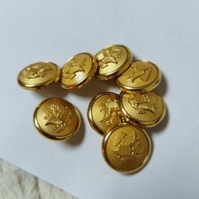 美国海陆空正装礼服铝质鎏金金色老鹰纽扣。共八个。