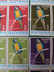 圭亚那邮票 1967年圣诞节-鹦鹉 4全新
