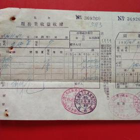 1954年11月11日，沈阳市人民政府税务局，私人企业，竹林旅馆，住宿费，红章漂亮（生日票据，旅馆业发票）。（13-1）