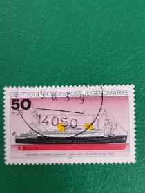 德国邮票 西德1977年轮船 1枚销