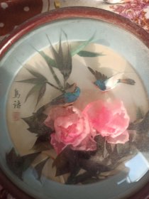 羽毛立体画。鸟语。济南美工厂出品。