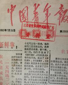 中国青年报  1981 1982 1983 1984年 不连续星期周刊  144份  内容涵盖奥运体育明星 国际访问 领导人发言 影视明星 诗词文学 书画篆刻艺术等等