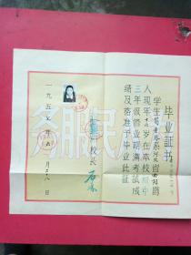 1957年毕业证书，宣化女子中学（附职工登记表，体检表）