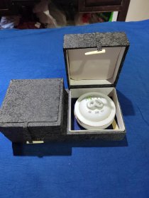 朱砂，金色印泥，自配印泥缸，60.70时年代景德镇瓷缸