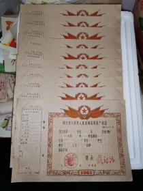 土地证房产证史料，1961年湖北省大悟县人民委员会房屋产权证，10张100元，