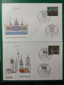 德国邮票 西德 首日封 1965年州府