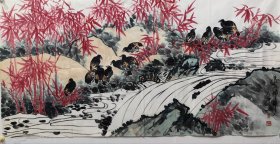 四尺花鸟画老软片，康宁，尺寸 69X137公分