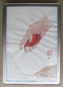 《红掌秋叶万里足图》相框