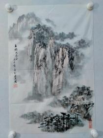 保真书画，北京名家，贾耀民国画作品山水画一幅，尺寸：68*45.5软片， 现任中国现代绘画艺术研究院副院长、中国书画函授大学教授、中国三峡画院一级画师、中国诗书画研究院研究员、中原书画院高级艺术顾问等。