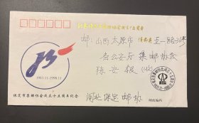 实寄封：保定市鸡协会成立十五周年纪念 标签邮资封