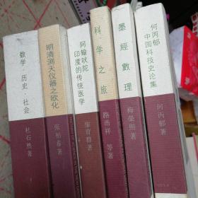 何丙郁中国科技史论集，杜石然数学历史社会，明清测天仪器之欧化，印度的传统医学，科学之旅，墨经数理等六册合售