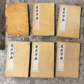 《康熙字典》全六册，光绪壬寅（1902）年上海积山书局石印本，白纸线装六册全，32 开，第一册封面封底有破损，有三册有虫蛀痕迹，不深，粘有拍卖行标签，见图为准