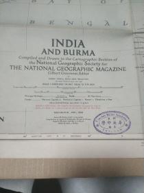 印度和缅甸地图。