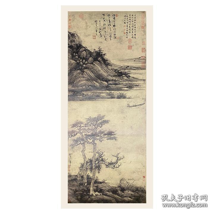 “中国历代绘画珍本”5幅，散页装帧，超大画幅，长度97cm-146cm，独立卷筒装，汇集“元四家”黄公望《九峰雪霁图》、王蒙《葛稚川移居图》、吴镇《洞庭渔隐图》、倪瓒《秋亭嘉树图》和曹知白《雪山图》