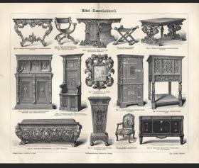 1894年德国木刻版画家具 橱柜制造