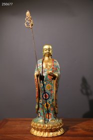 珍藏清代鎏金掐丝珐琅地藏摆件