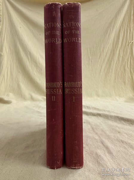 Rambaud`s russia 《俄罗斯史》英译本 布面精装 书脊烫金 版画插图 全两卷 1898年老版书 优质纸印刷