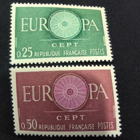 FR629法国1960年欧罗巴车轮 辐轮 新 2全 雕刻版外国邮票