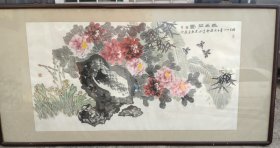 山东知名画家~李延忠巨幅花卉精品《满园春色》长176厘米，宽93.5厘米，约15平尺