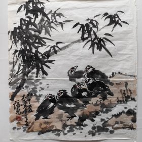 花鸟画老软片，王培东，尺寸 76X69公分