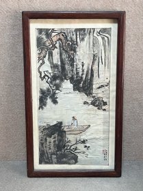 八十年代 临摹陈少梅山水作品 42.5×25cm。 清新淡雅，养心怡神。