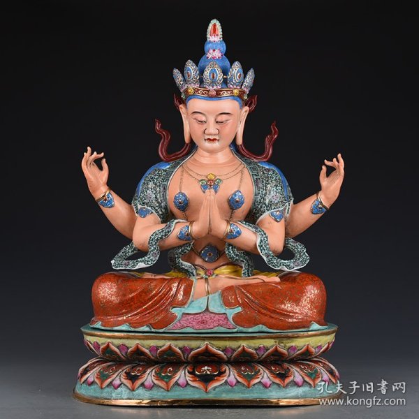 旧藏 清晚期粉彩描金藏佛 50×40厘米