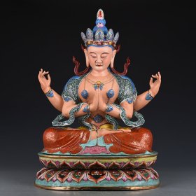 旧藏 清晚期粉彩描金藏佛 50×40厘米