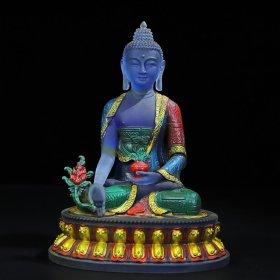 琉璃佛像，药师佛像一尊，长17.6厘米宽13厘米高24厘米，重2700克