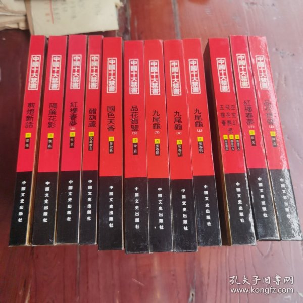 中国十大禁书：《剪燈新话》《醋葫芦》《品花宝鉴》《隔簾花影》《国色天香》《飞花艳想》《空空幻》《玉楼春》《红楼春梦》 《九尾龟》