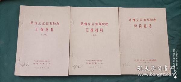 昆钢企业整顿验收汇报材料上下册和评价意见(3本合售)