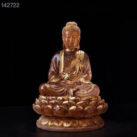 旧藏唐代水晶鎏金雕刻释迦牟尼佛祖像一尊