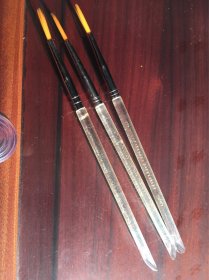 日本鲁本斯牌金色尼龙圆头有机玻璃杆3号画笔3支