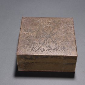 旧藏 铜刻竹纹墨盒