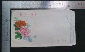 空白封:早期空白美术信封,背图美术图案南牡丹花,gyx222001