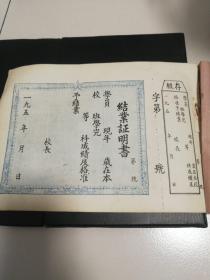 五十年代空白結業證明書，含存根