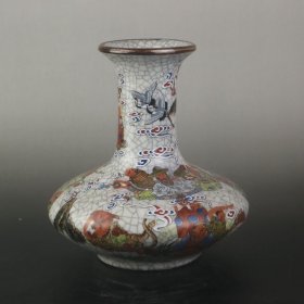 粉彩十八罗汉扁花瓶古董古玩家居摆件中式风格瓷器旧货