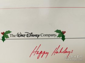弗兰克-威尔斯（1932-1994，迪士尼历史上最成功的总裁兼首席运营官之一，10 年管理期内使公司业务史无前例的增长）手书贺卡一通