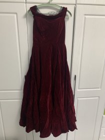 经典老款 酒红色 紫红色小号 S码 晚礼服礼裙宴会服 类棉绒布料较厚实