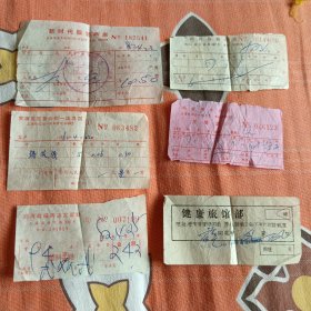 80年代上海购物发票五张、旅馆住宿票一张（中柜存放）