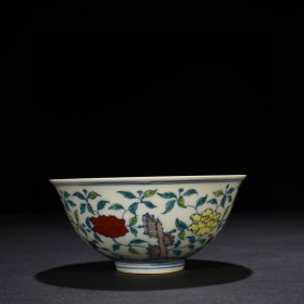 明成化斗彩湖石花卉纹宫碗 7*15.5厘米