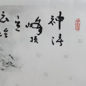 【保真】河北名家王树立先生四尺斗方国画精品近作一幅：《神清峰顶立,衣冷瀑边吟》，得自作者本人。（王树立，国家一级美术师，享受政府津贴专家，毕业于鲁迅美术学院。中国美术家协会会员、河北省美术家协会常务理事，河北连环画研究会副会长，承德市美术家协会主席，承德画院院长。）