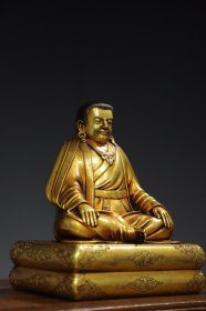 西藏收紫铜鎏金上师佛造像