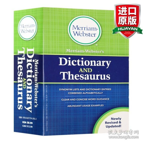 英文原版 Merriam-Webster's Dictionary and Thesaurus, New Edition 韦氏同义词字典新版 简装 英文版 进口英语原版书籍