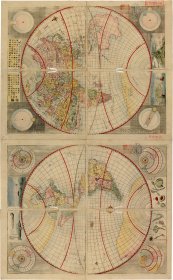 古地图 地球图1792年。德岛大学藏。纸本大小177.97*110厘米。宣纸艺术微喷复制