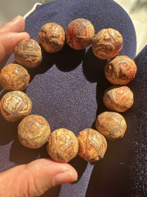 出土象雄阳刻老天珠手串
