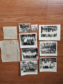 南充市莲池幼儿园老照片8张及1953年南充区实验保育院（莲池幼儿园前身）通知、收据2张（少见）