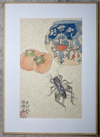 zq.9. 著名工笔画家张琦精品草虫《蟋蟀》，保真，假一罚十。