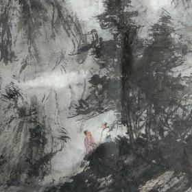 著名画家  李春筍  先生精美山水画《深山论道》【得傅抱石山水神韵】