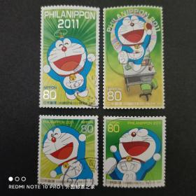 RX03 机器猫1号 外国邮票 日本邮票 2011年 机器猫 哆啦A梦 蓝胖子 小叮当卡通动漫 信销 4全