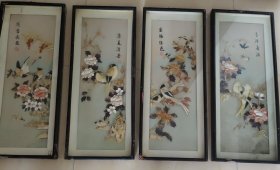 贝雕四条屏:春夏秋冬